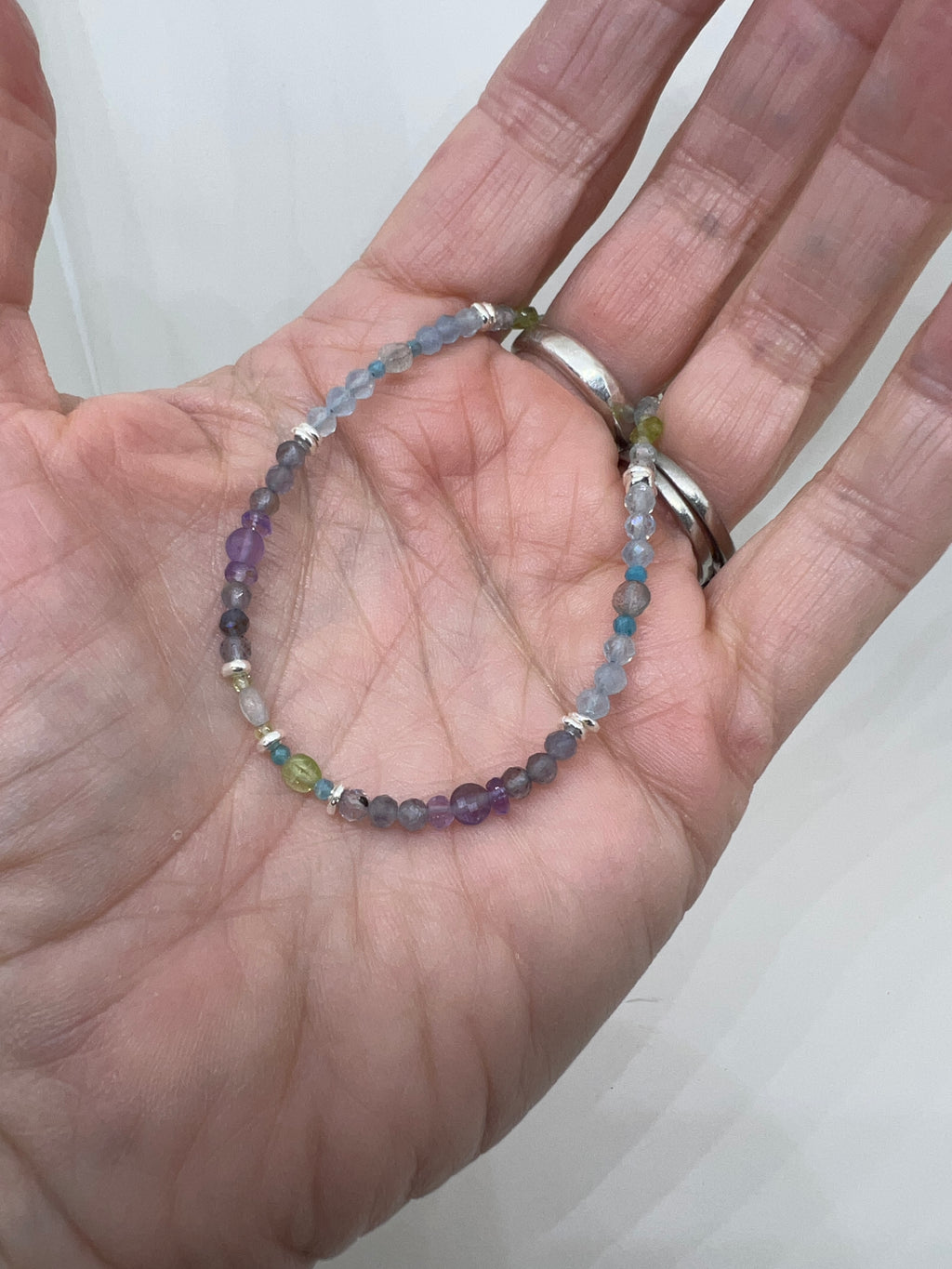 Handmade Multi Gemstone Bracelet, Multi Color Gemstone Bracelet, Sterling Silver Bracelet, Colorful Bracelet