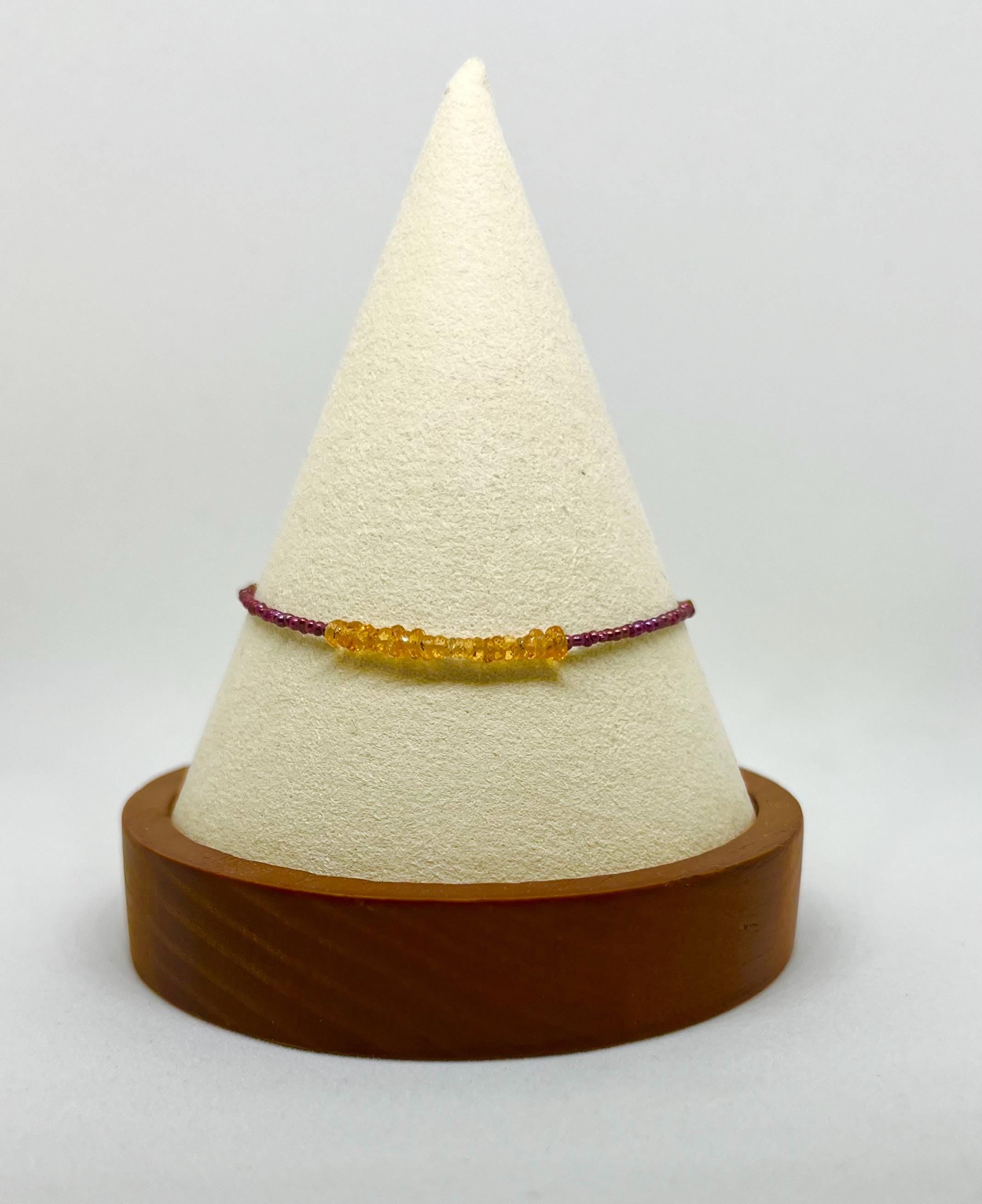 Golden Gemstone Beaded Bracelet, Vermeil, Red Pearl, Natural Stone, Garnet, Gold