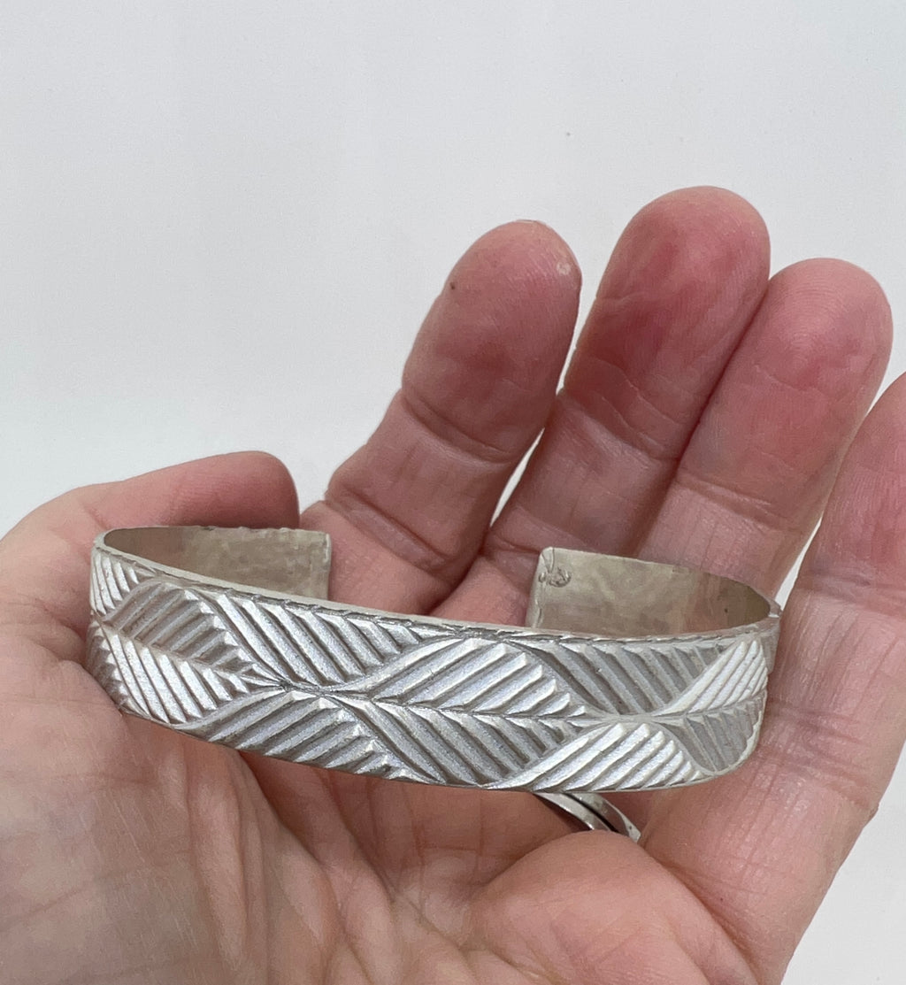 Sterling Silver Leaf Cuff Bracelet, Cuff Bracelet, Botanical Bracelet, Sterling Silver Bracelet
