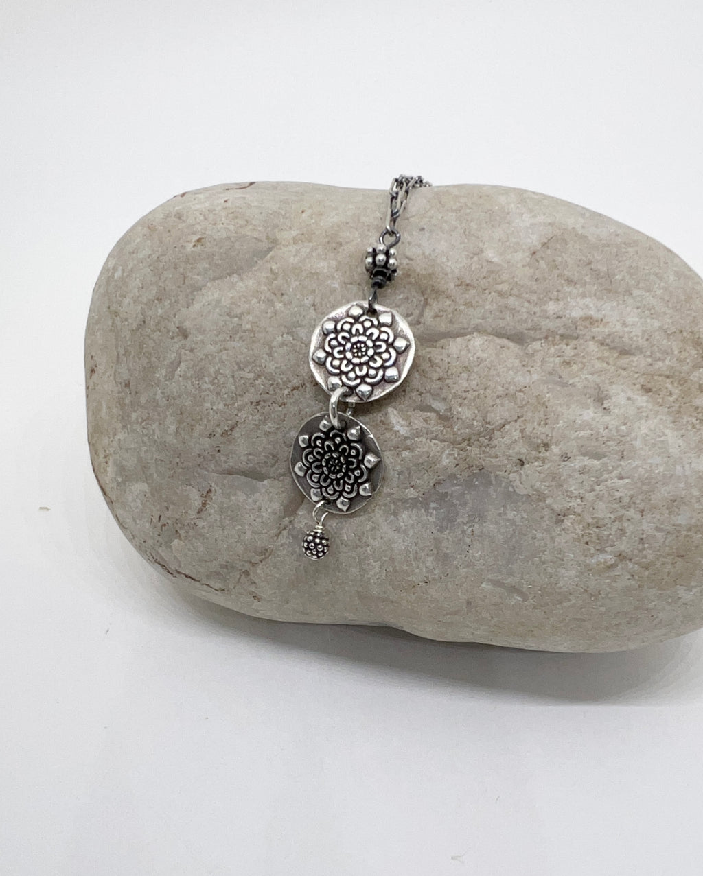 Handmade Fine Silver Pendant Necklace, Medallion Necklace, Hand Textured Necklace