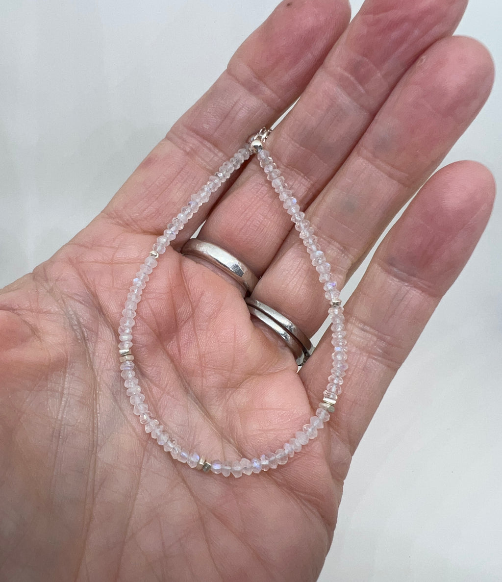 Handmade Moonstone Bracelet, Handmade Beaded Bracelet, White Handmade Bracelet, Natural Stone Beaded Bracelet