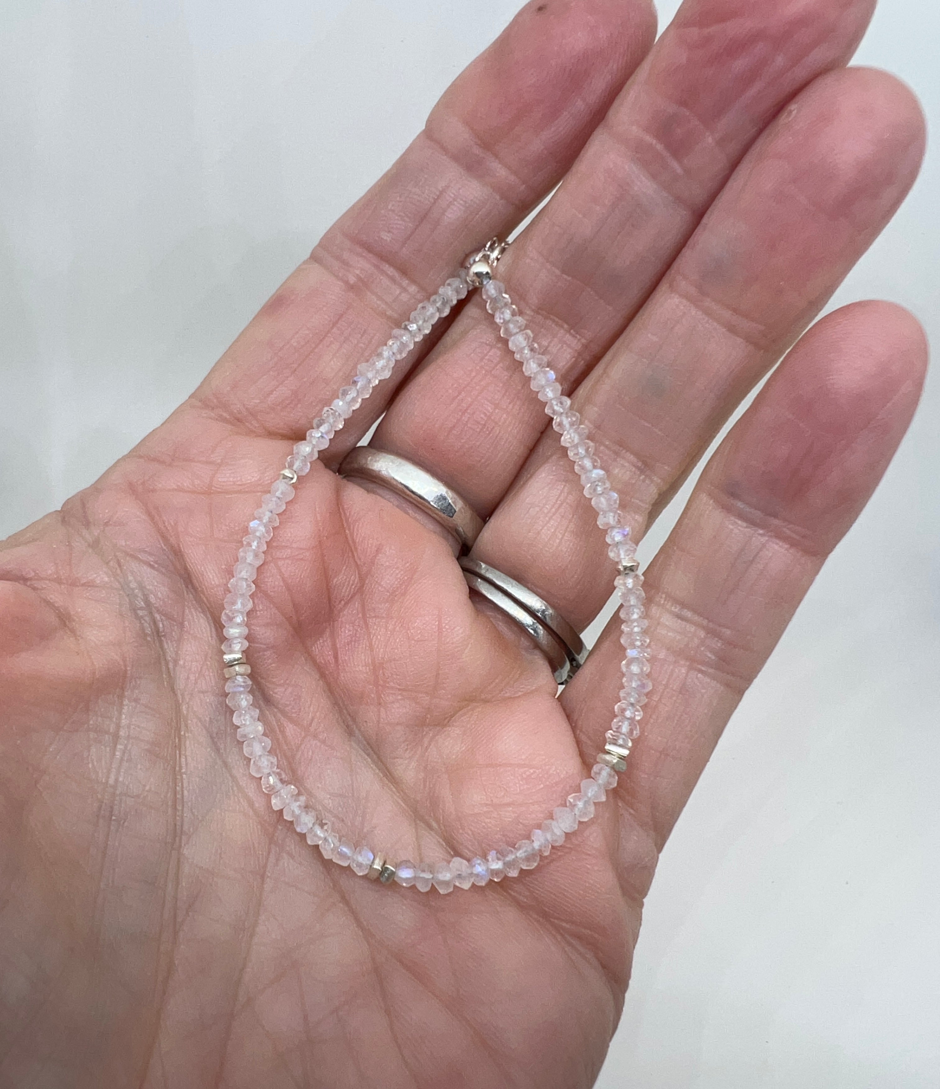 Handmade Moonstone Bracelet, Handmade Beaded Bracelet, White Handmade Bracelet, Natural Stone Beaded Bracelet