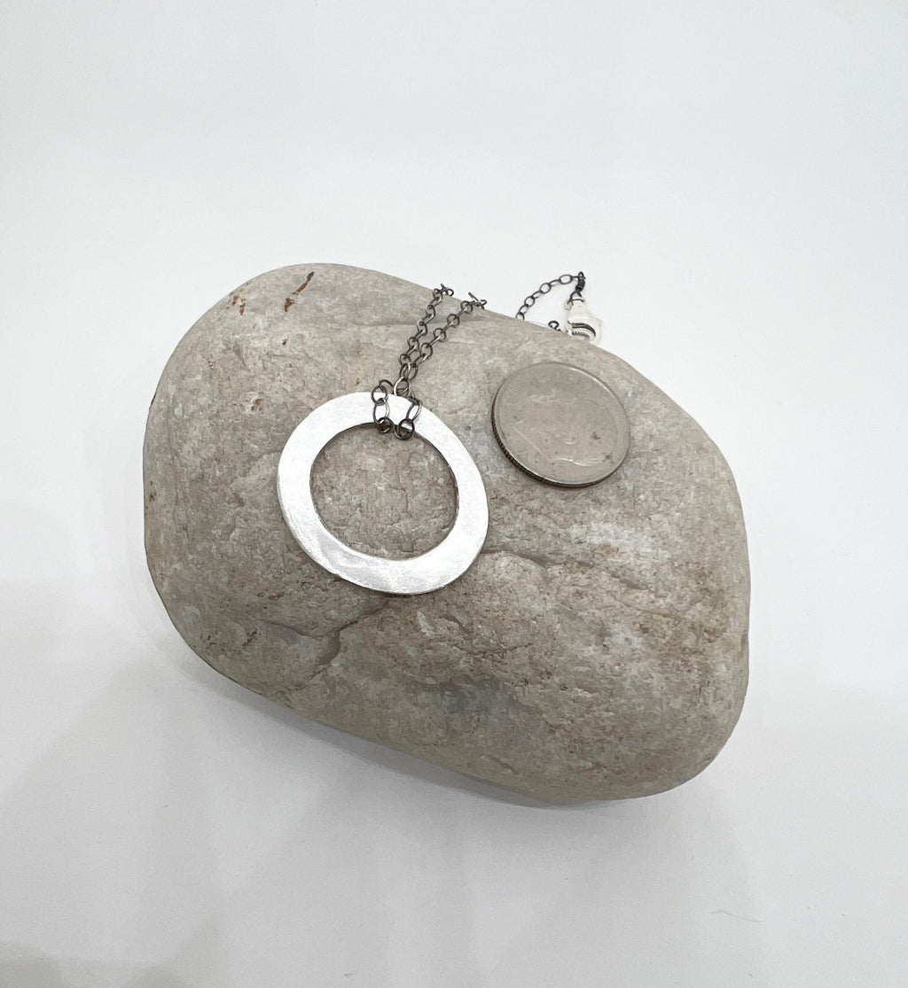 Handmade Circle Pendant Necklace, Sterling Silver Necklace, Simple Necklace, Organic Necklace