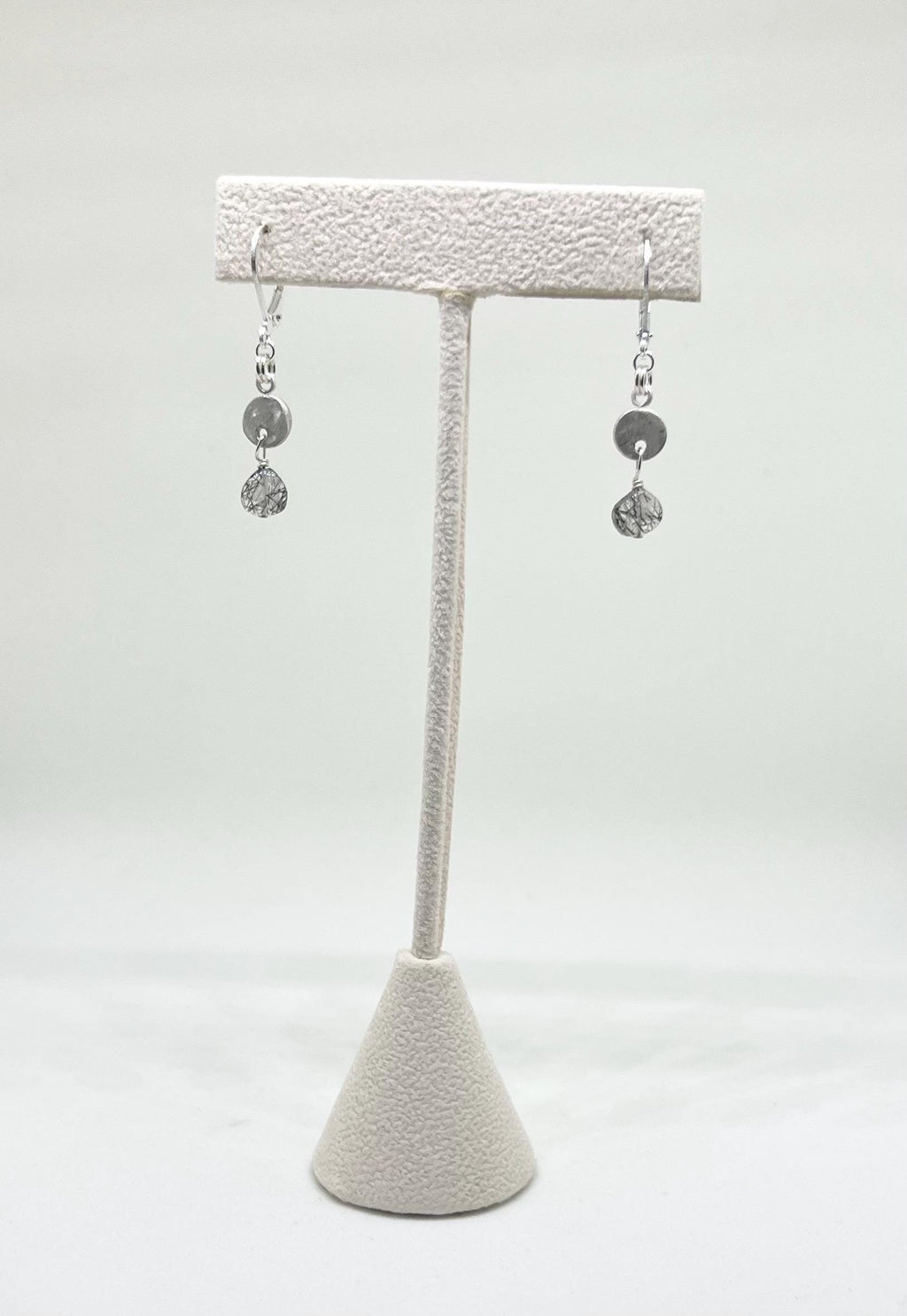 Silver Handmade Rutilated Quartz Gemstone Dangle Earrings, Sterling, Rutile Quartz