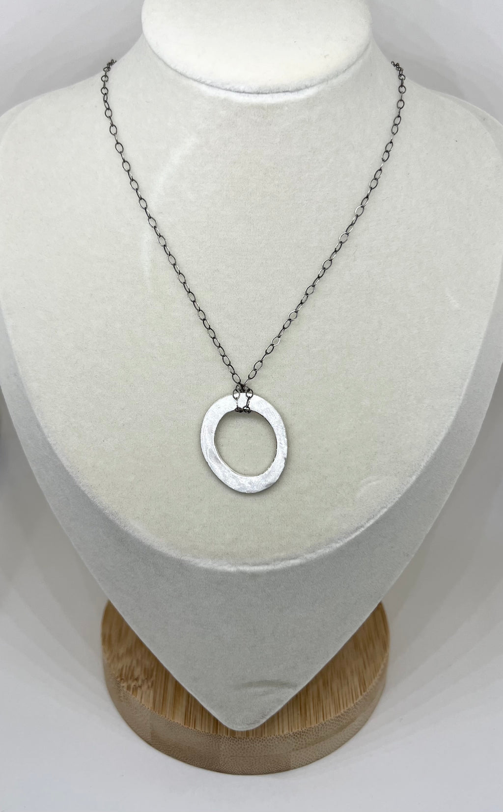 Handmade Circle Pendant Necklace, Sterling Silver Necklace, Simple Necklace, Organic Necklace