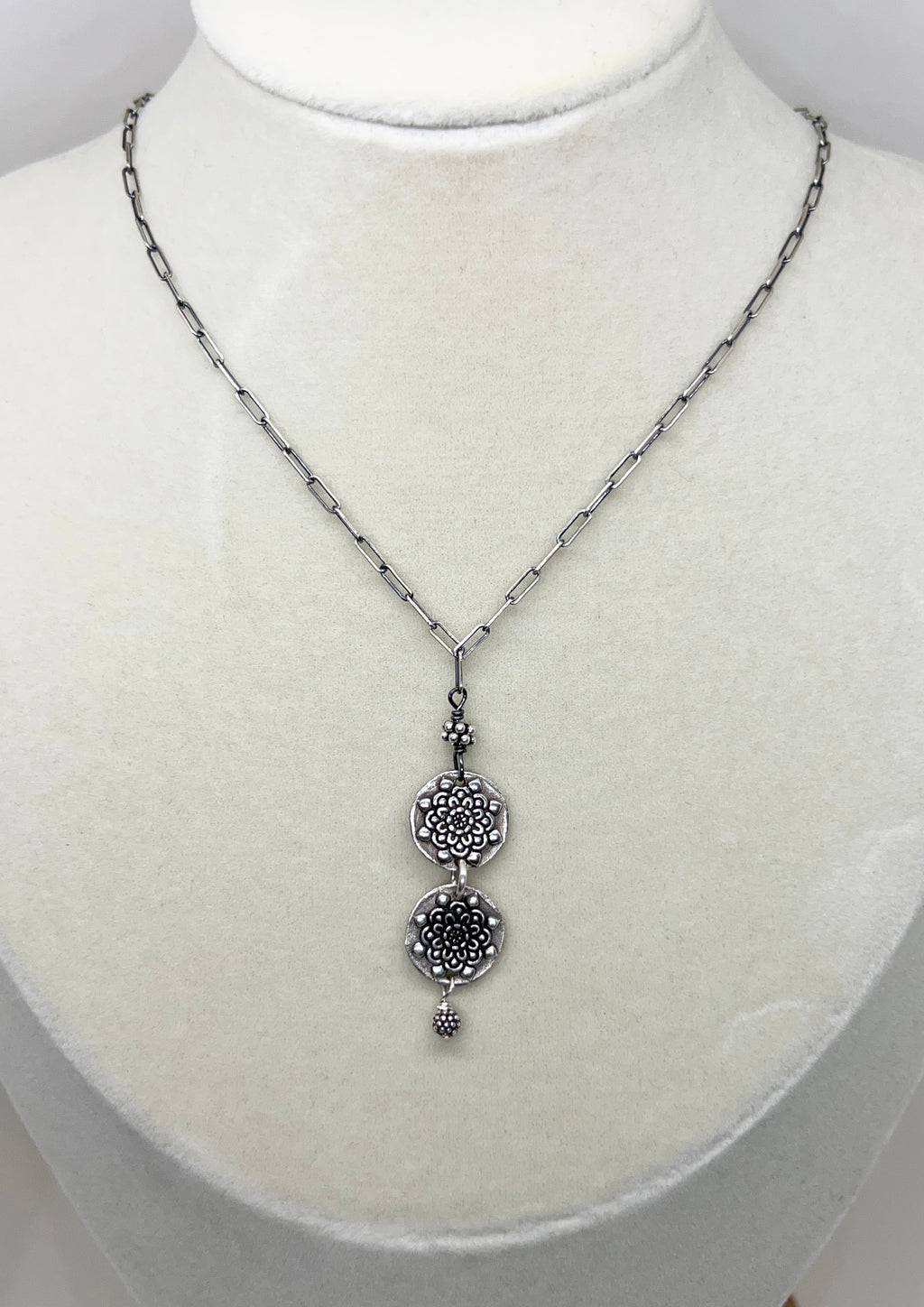 Handmade Fine Silver Pendant Necklace, Medallion Necklace, Hand Textured Necklace