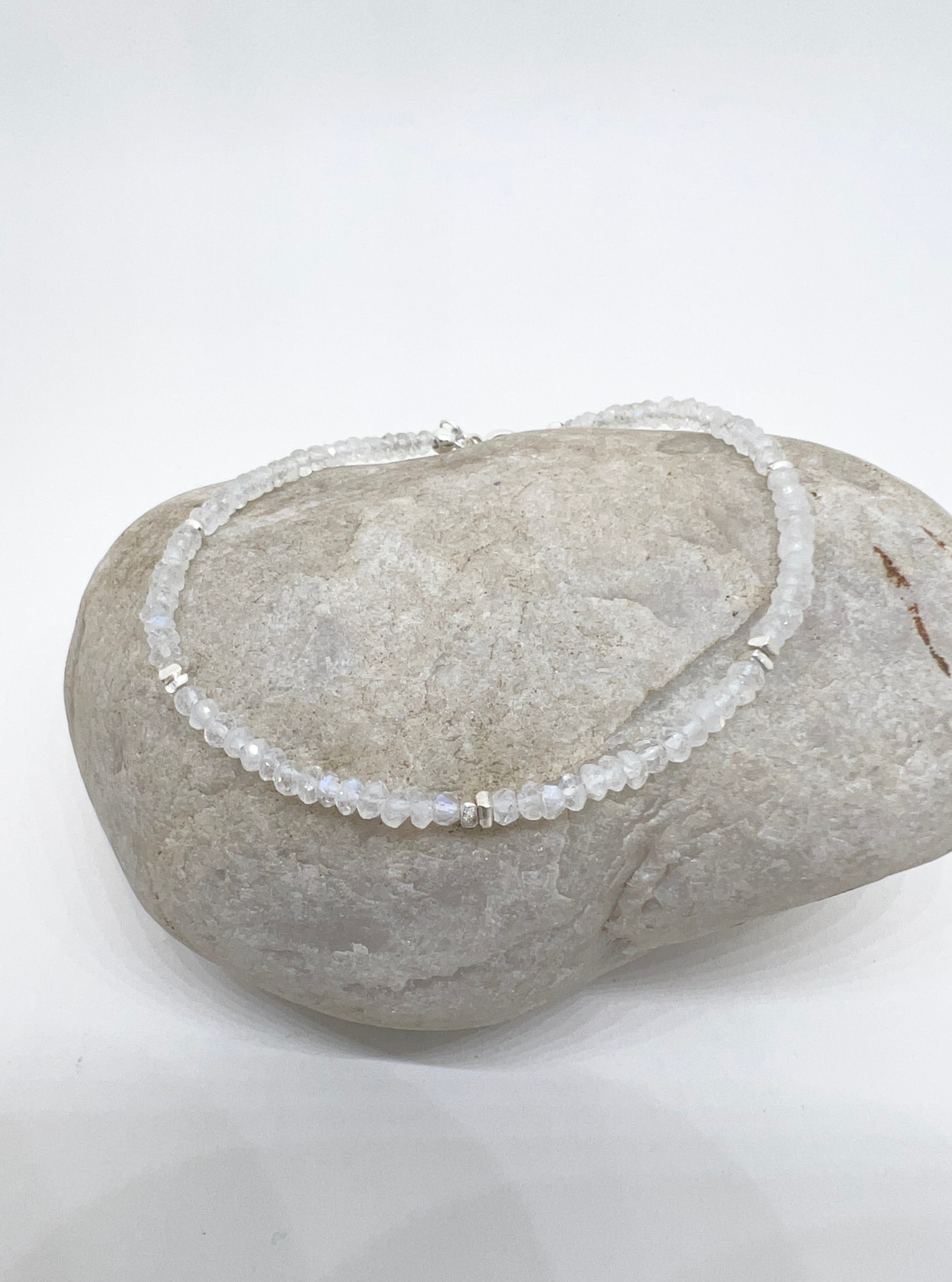 Handmade Moonstone Bracelet, Handmade Beaded Bracelet, White Handmade Bracelet, Natural Stone Beaded Bracelet