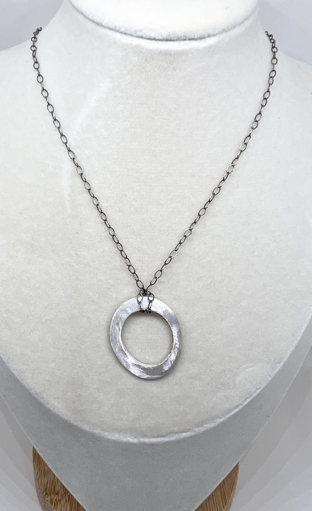 Handmade Circle Pendant Necklace, Sterling Silver Necklace, Simple Necklace, Organic Necklace