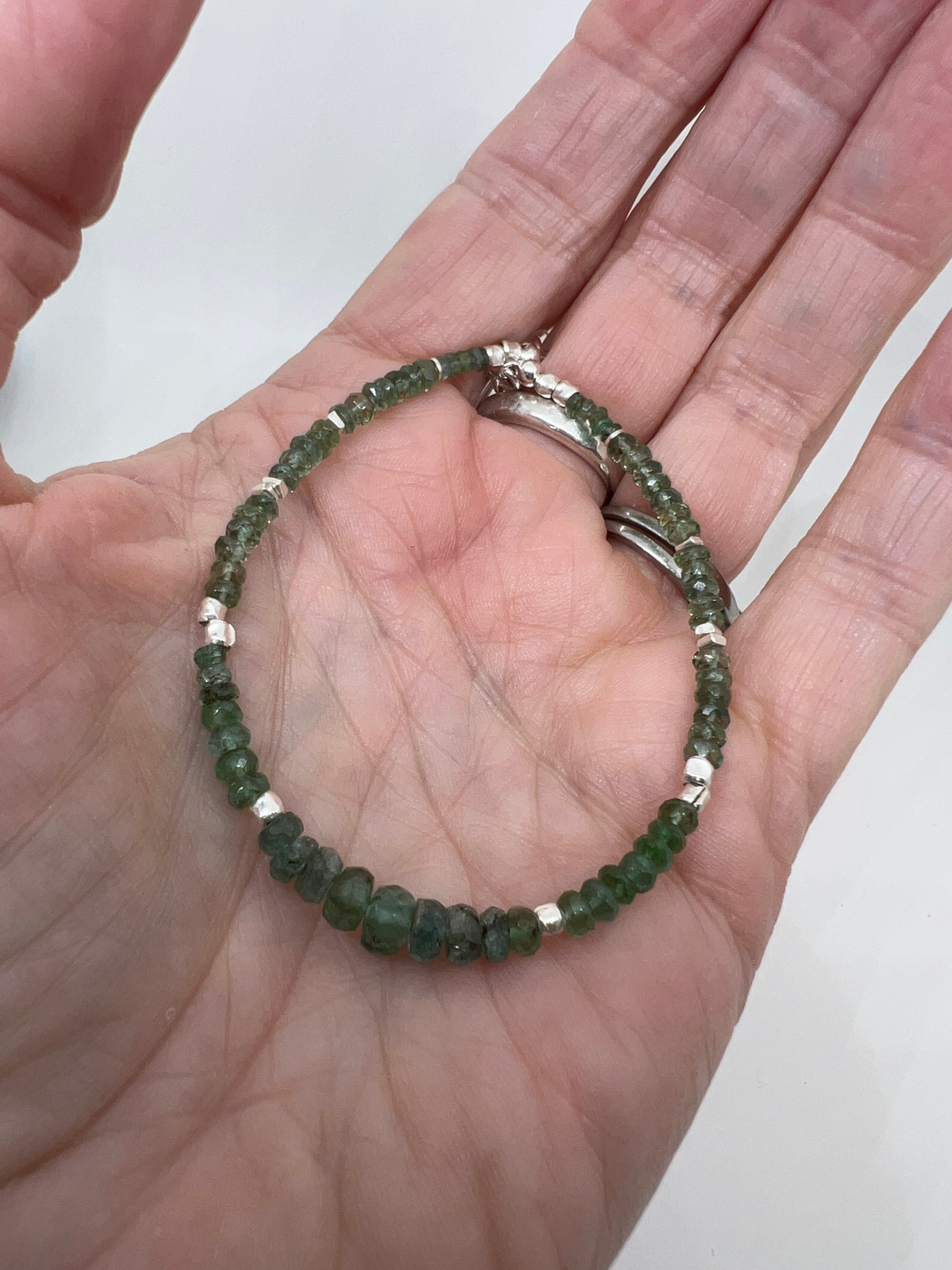 Handmade Green Apatite Bracelet, Green Gemstone Bracelet, Emerald Bracelet