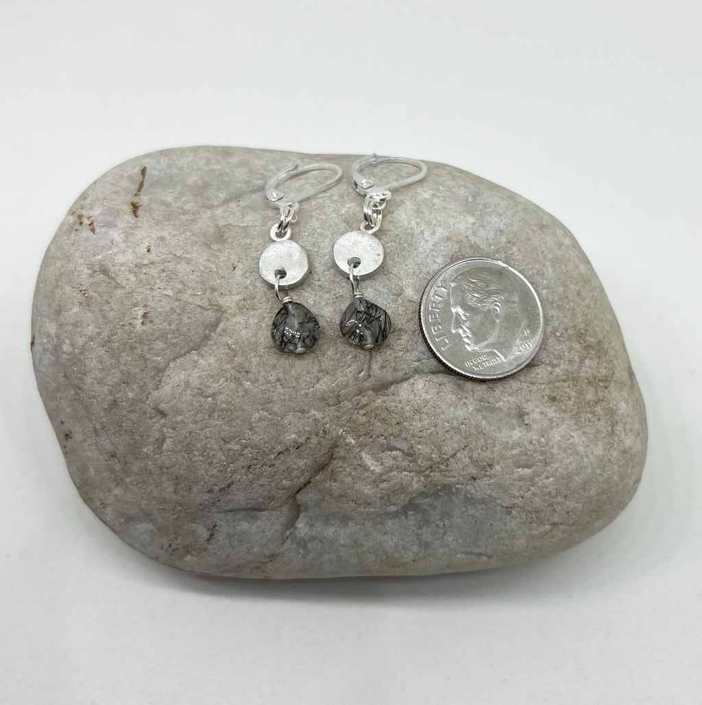 Silver Handmade Rutilated Quartz Gemstone Dangle Earrings, Sterling, Rutile Quartz
