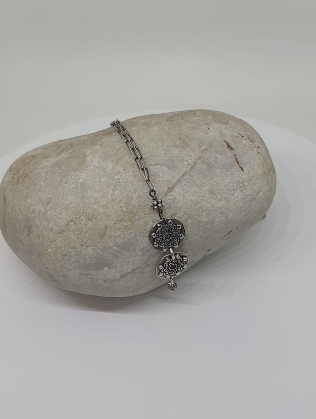 Handmade Fine Silver Pendant Necklace, Medallion Necklace, Hand Textured Necklace