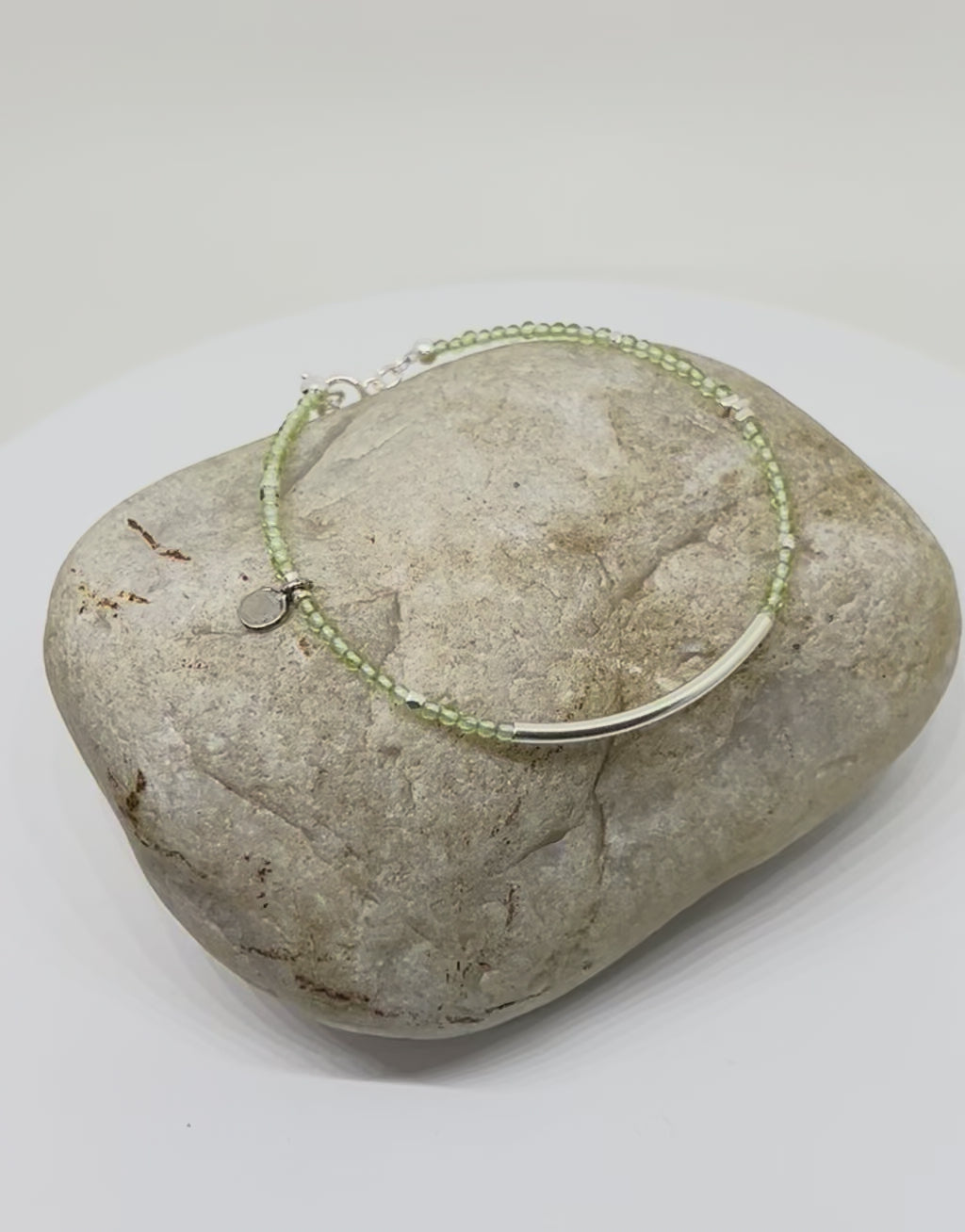 Handmade Pale Green Gemstone Bracelet, Sterling Silver Bracelet, August Birthstone